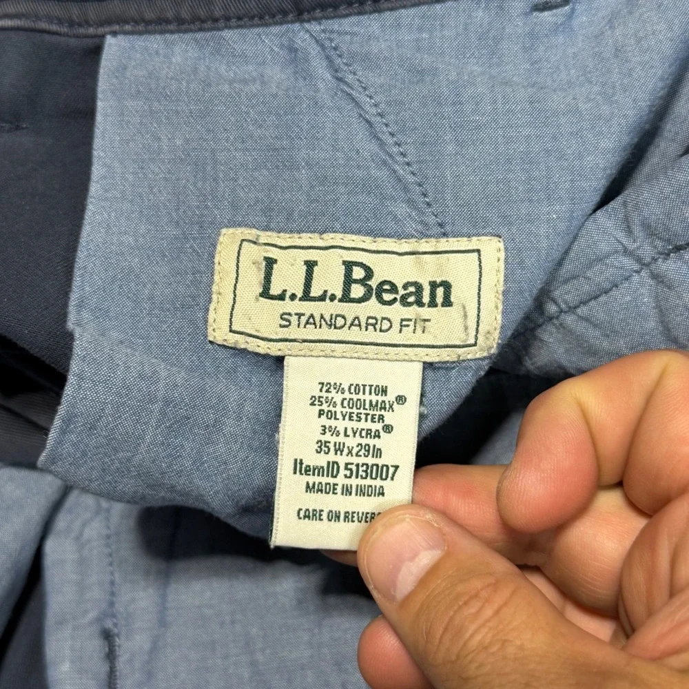 L.L.Bean Chino Pants Mens 35x27 Actual Gray Standard Fit Stretch